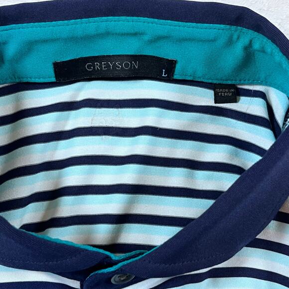 Greyson Arenal Short Sleeve Polo Shirt Breathable Quick Dry Blue Aqua Men Sz Lg - Picture 6 of 7